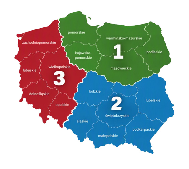 Map of regions Poland.