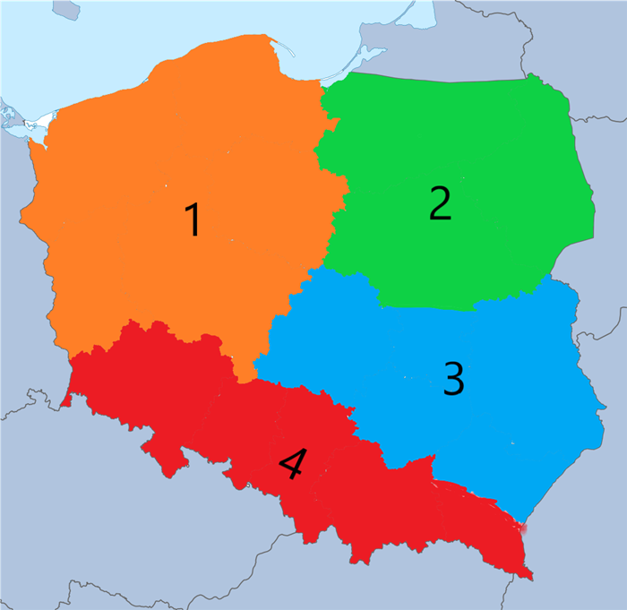 Map of regions Poland.